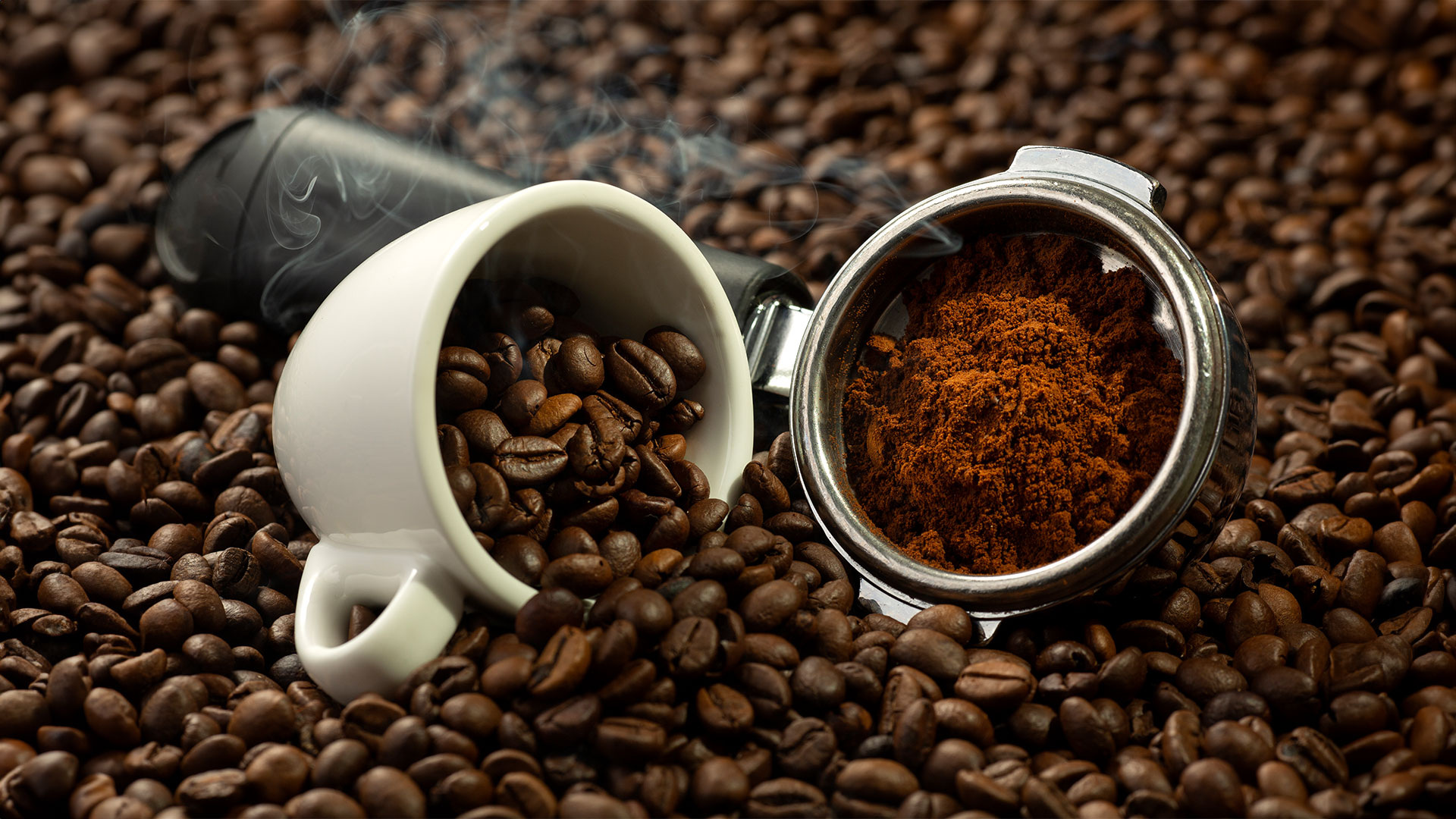 เมล็ดกาแฟและ Coffee press cup.jpg